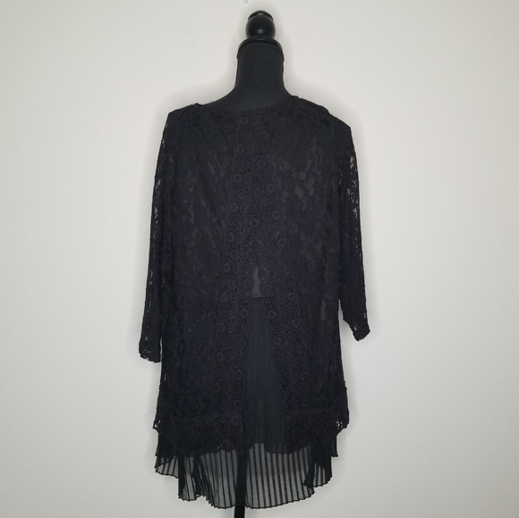 Alfani Woman Tunic 1X black lace sheer lined Open Back Feminine - Picture 8 of 10
